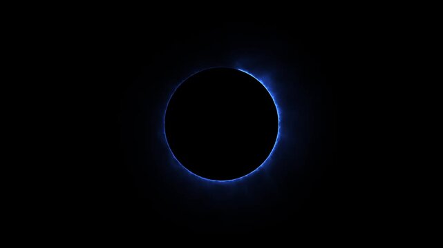 blue solar eclipse ring of fire animation glowing astronomical phenomenon dark background motion graphic element seamless looping video asset 3840x2160 4k