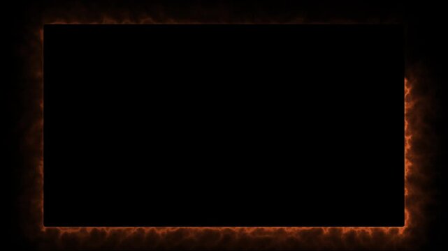 orange fire border frame animation glowing plasma screen outline dark background motion graphic element seamless looping video asset 3840x2160 4k