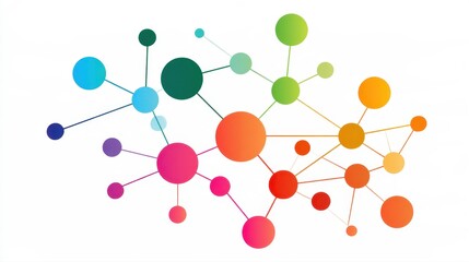 Obraz premium A creative mind map chart clipart, brainstorming process element, colorful connected nodes, flat design, isolated on white background. 