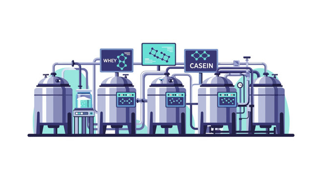 Industrial Dairy Processing Plant Vector for Whey and Casein Protein Production