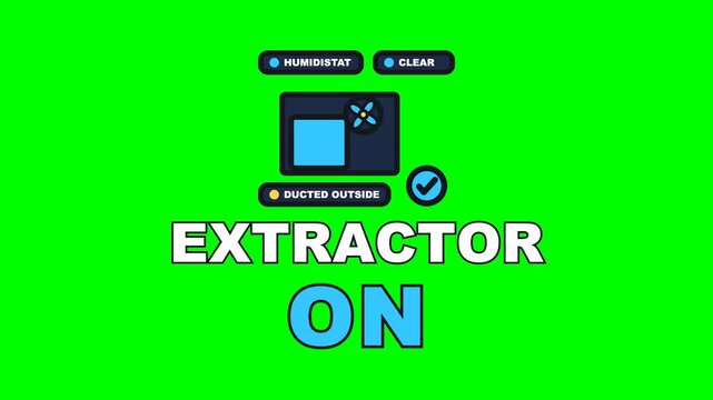 4K green screen EXTRACTOR ON animated text - the fan pulling the steam out until the mirror clears, kinetic typography bathroom overlay for fitter content, chroma key