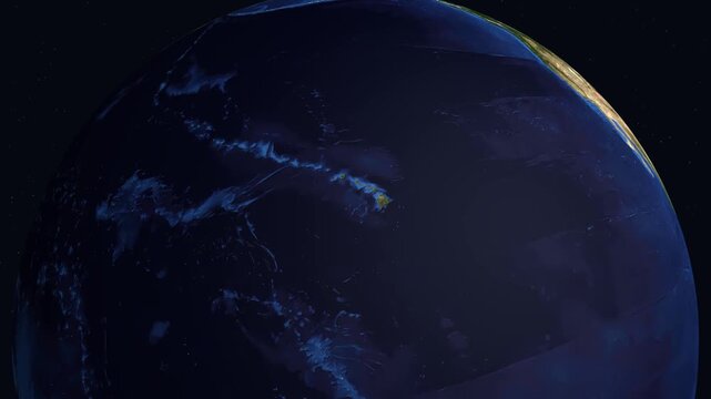 Dynamic earth motion revealing qatar on world map with neighboring countries iraq kuwait iran uae and oman highlighted geographical footage.