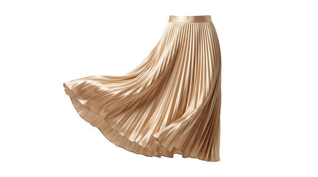 Flowing gold pleated silk skirt mockup