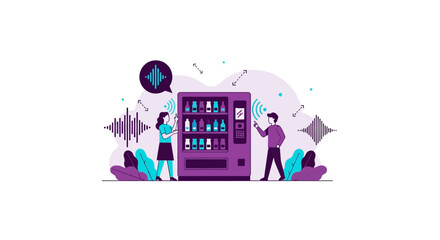 Obraz premium Voice Activated Smart Vending Machine with Contactless Interaction Illustration