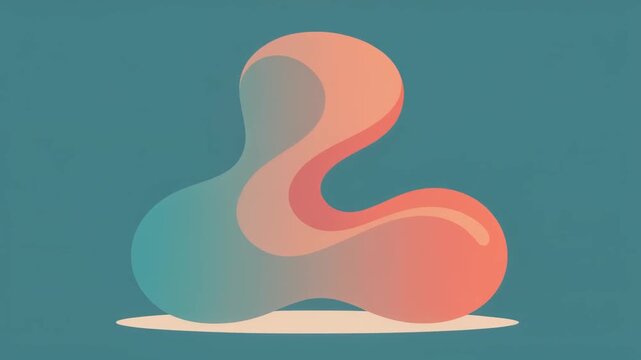 Abstract duotone teal and coral organic blob shape with slow morphing motion and shifting gradient background, animated background loop for web and presentation