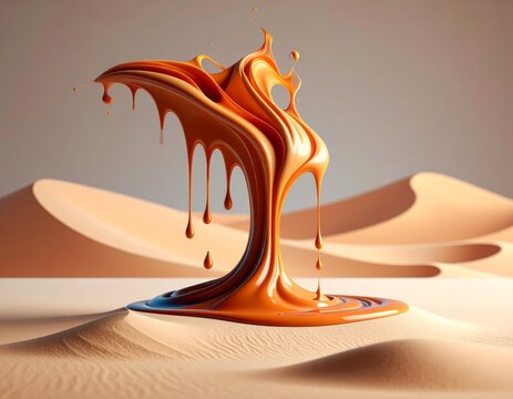 a liquid splash on a desert