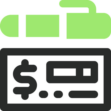 bank check dual tone icon. Sleek and modern vector icon for websites, mobile apps, presentations, and logos. High quality and easy to edit.