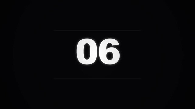Minimalist white flip clock digit one on black background animation