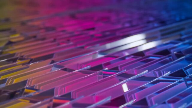 Blue translucent glass shards layered across an abstract textured surface