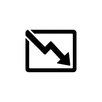 Black financial chart icon showing downward loss trend on transparent background.