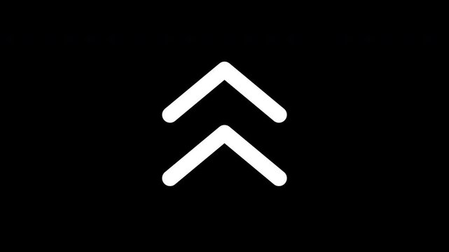 Double Up Arrow Chevron Fast Forward Direction Movement Icon Animation on Black