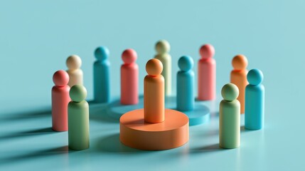 Obraz premium Market segmentation colorful customer groups demographic analysis audience targeting consumer behavior business strategy data visualization flat design front view marketing analytics theme 3D render.