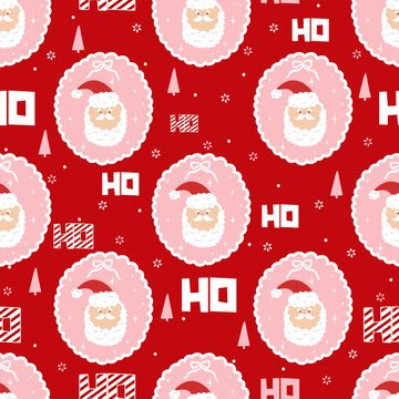 Nice seamless pattern, Santa Claus laugh and ho-ho-ho. Seamless texture for Christmas design.