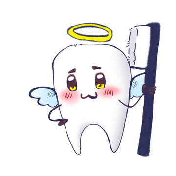 Tooth with toothpaste