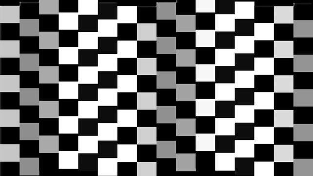 Seamless motion graphic of black and white checkered pattern