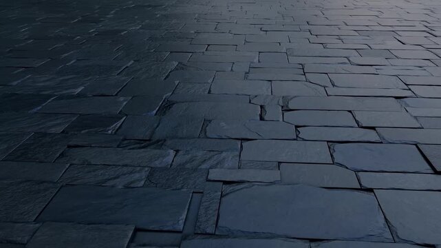 Dark Slate Stone Floor Tiles Wet Textured Surface Outdoor Pavement Background