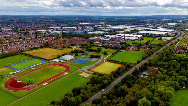 Aerial view of Shobnall Park in Burton upon Trent