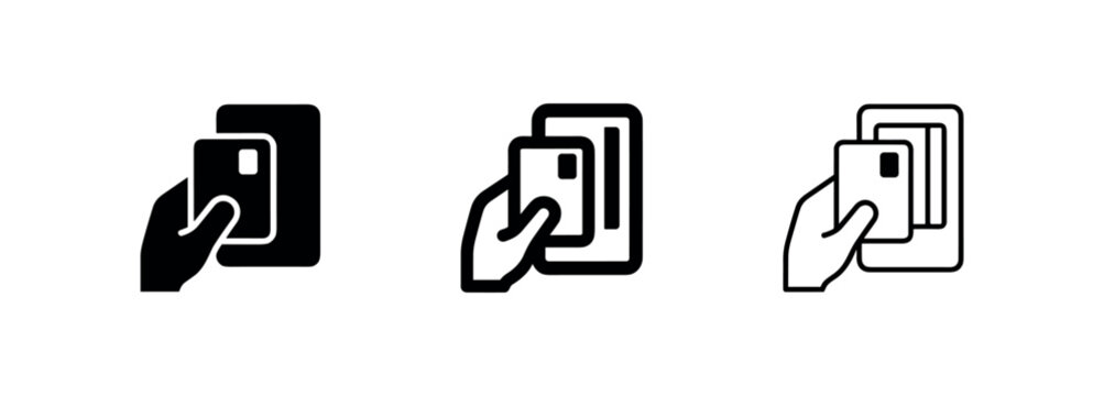 Contactless payment icon set. Digital transaction and mobile pay symbol. Card reader sign.
