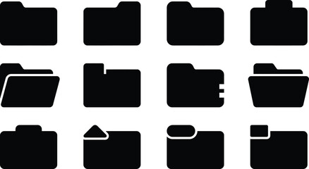 Simplified folder icon set for file management information storage business and administration © Milon Store
