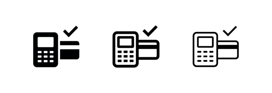 POS terminal credit card payment icon set