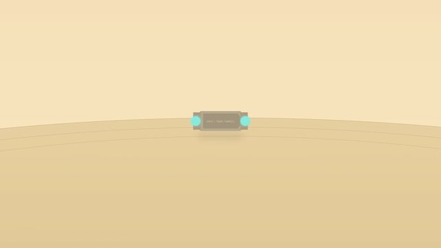 Animated tracking shot of vehicle moving across desert