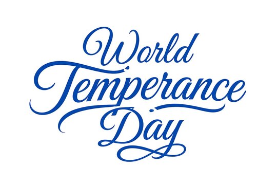 Elegant blue script calligraphy lettering for world temperance day celebration