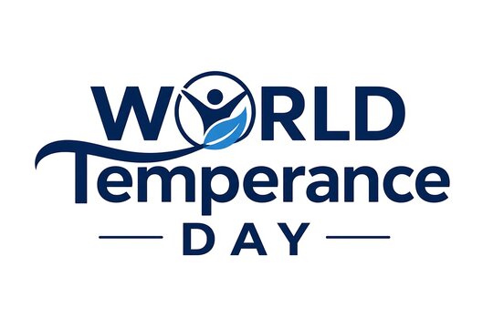 World Temperance Day typography design with a human figure and leaf icon