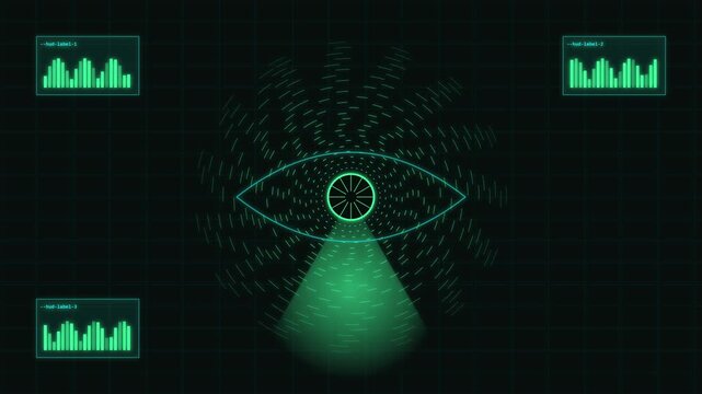 Digital radar eye scanning HUD animation stock footage