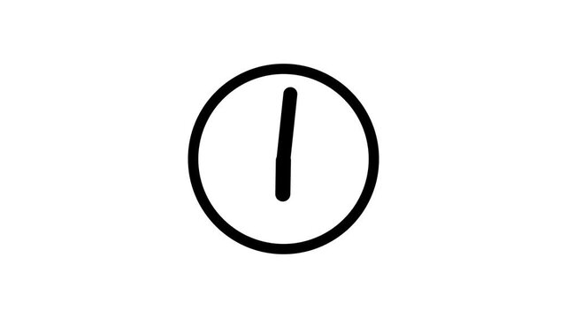 Minimalist black neon clock icon animation set with rotating clock hands on white background. Abstract modern time passage, schedule, deadline, countdown, minute, hour, ticking time management, tempo