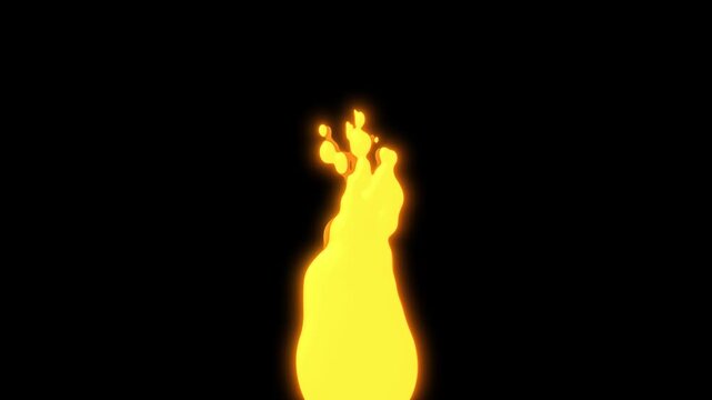 Fire explosion 2D FX flash animation with cartoon fire and smoke, burning flames shows the fire effects with their realistic, Fire flames wall on black background,4k loop animation