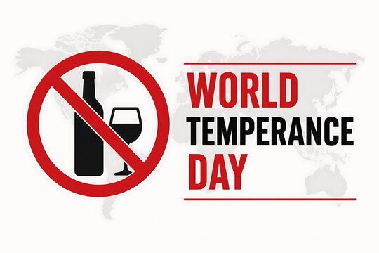 World temperance day conceptual design with prohibition symbol and world map background