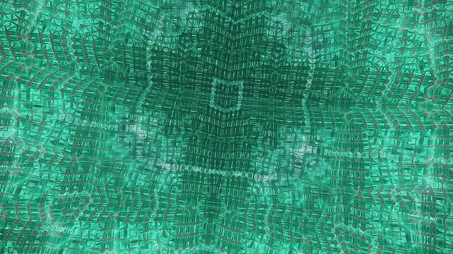 Abstract emerald green lattice pattern motion graphic video loop