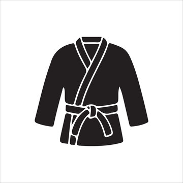 Black silhouette of a judo gi martial arts uniform on a white background