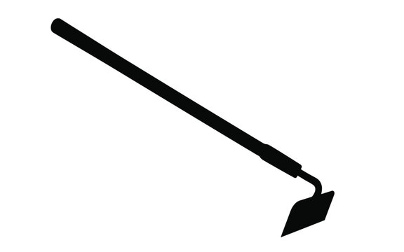 Hand hoe silhouette against a white background gardening tool outline