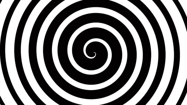 Hypnotic Turning Spiral Seamless Loop Black and White Background