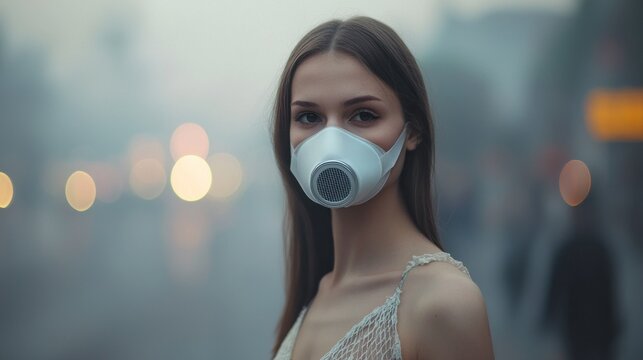 Woman pollution protection mask