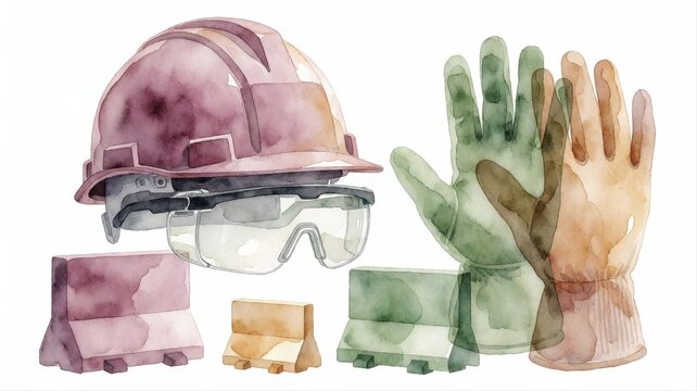 Safety Gear and Protective Equipment Illustration for Construction and Industry