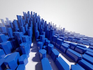 Obraz premium Dynamic blue geometric particle and block matrix background