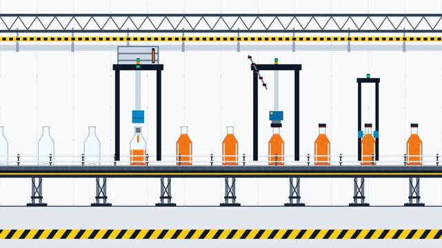 Automated Bottling Line Conveyor System in Operation