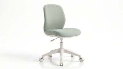 Fototapeta premium Modern ergonomic office chair with light green patterned seat desk chair swivel chair task chair
