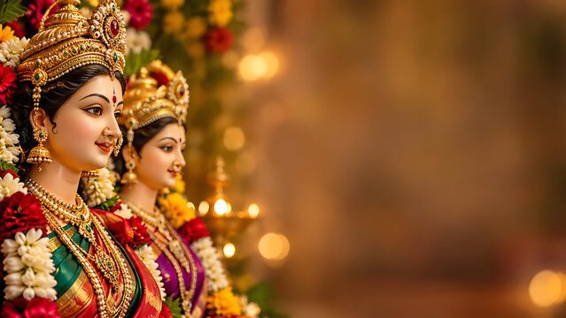 Gauri Ganpati Gauri Pujan Gauri Avahan Gauri Visarjan Ganesh Chaturthi Ganpati Bappa Festive Decoration and Spiritual Hindu Celebration