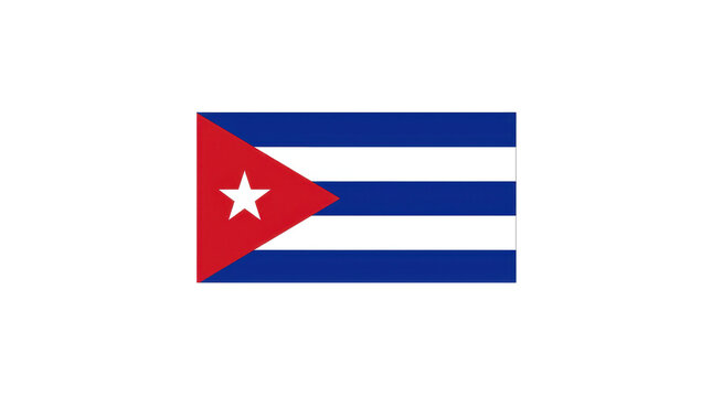 Flag of Cuba with blue and white stripes, red triangle, and white star, isolated on white background symbolizing Caribbean identity and national pride

