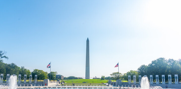 Washington Monument at National Mall under a clear blue sky