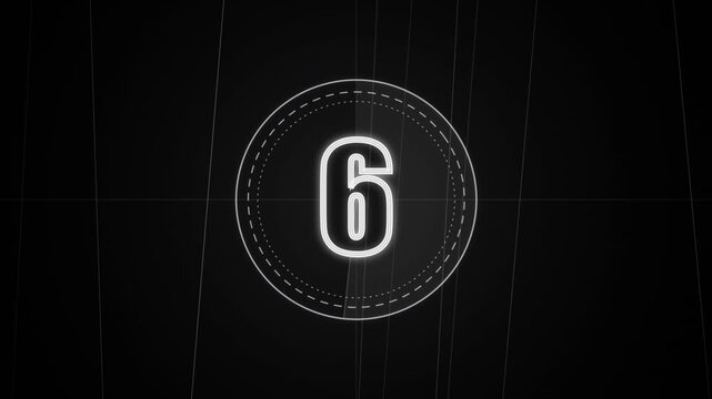Retro countdown timer with numbers in circles during dark cinematic sequence