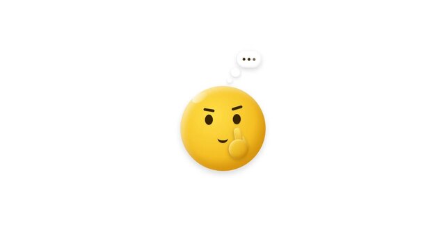 A clean, premium minimalist 2D vector motion graphic featuring a thinking-face emoji with a prominent, dynamically appearing thought bubble above, rich dimensional shadows, and handcrafted styling on