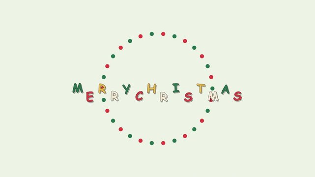 Festive Merry Christmas Typography Design With Seasonal Dotted Circular Pattern Decorative Element