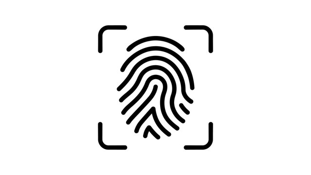 Biometric fingerprint scan icon for identity verification technology.
