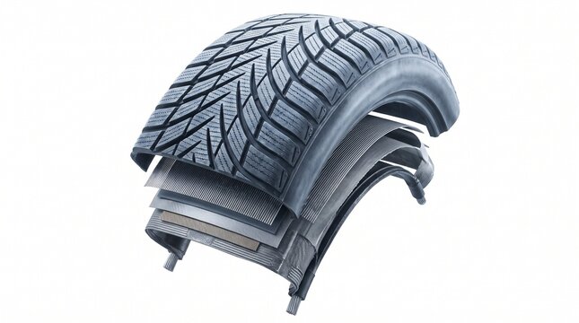 Tire Slice Cutaway Angled Cross Section View