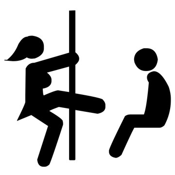 Pole Dancing Woman with Sitting Viewer Icon Vector Illustration