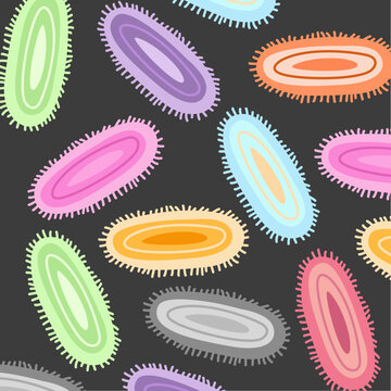 a colorful pattern of bacteria on a black background. Abstract colorfull background on white